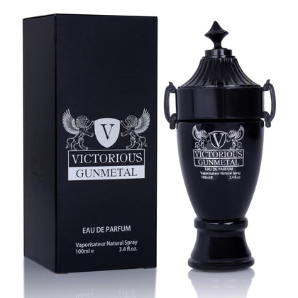 Victorious Gunmetal for Men Eau De Parfum - Fascinating Heart of Olibanum & Lavender - Spray Cologne for Everyday Use - Powerful and Intense Fragrance - Elegant 100 ml Bottle Precious Gift for Man