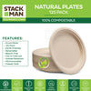 Paper Plates, 100% Compostable Heavy Duty Disposable Plate - [125-Pack] - {PFAS-Free} - {BPI Certified} - [9 Inch] Eco-Friendly, Biodegradable Bagasse Natural Brown 9