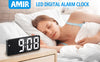 AMIR Digital Alarm Clock, [Upgraded Version] LED Clock for Bedroom, Electronic Desktop Clock with Temperature Display, Adjustable Brightness, Voice Control, 12/24H Display for Home, Bedroom, Office