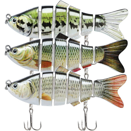 TRUSCEND Fishing Lures for Bass Trout Segmented Multi Jointed Swimbaits Slow Sinking Swimming Lures for Freshwater Saltwater Fishing Lures Kit