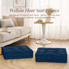 Wellsin Square Floor Pillows for Adults Kids - Meditation Floor Pillow Seating Cushion - Tufted Floor Cushion with Shredded Memory Foam & Velvet Cover, 1 Pack, 20x20 Inch, Navy Blue