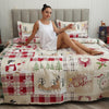 CHESITY Christmas Quilts Set Queen Size Reversible Xmas Bedding Rustic Lodge Quilt Plaid Bedspread Breathable Snowmen Reindeer Coverlet Soft Lightweight Christmas Bedding Decor(90