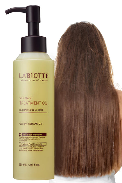LABIOTTE Silk Oil Hair Treatment for Repair, Frizz Control & Shine - With Jojoba Oil for Dry, Damaged Hair Growth - 5.07 Fl Oz