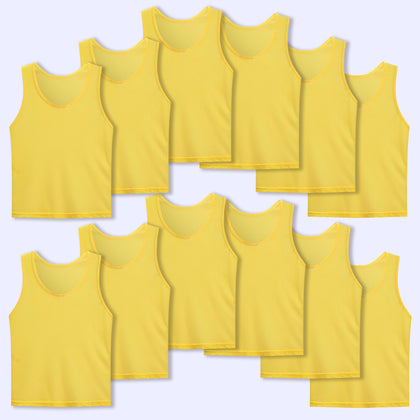 SPTEHW Scrimmage Vests Pinnies Team Practice Jerseys for Kids,Youth and Adult Sports Soccer,Football,Basketball(12 Pack)?Yellow,L?