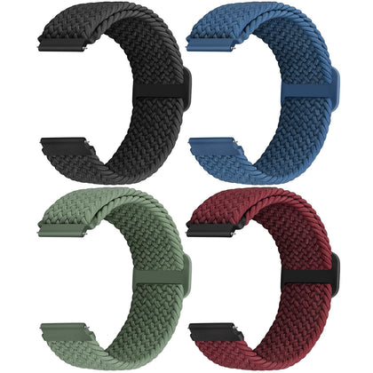 18mm Braided Watch Straps Compatible with Garmin Venu 3S/Venu 2S/Vivoactive 4S/Vicomove 3S/Fossil Women's Gen 6 42mm/5E 42mm/Gen 4 Venture HR/Charter HR/LG Watch Style Elastic Nylon Band Damen Herren