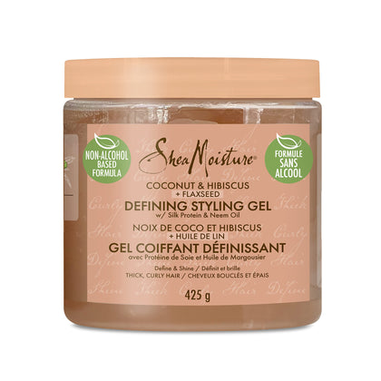 SheaMoisture Defining Styling Gel For Thick, Curly Hair Coconut and Hibiscus Paraben-Free Frizz Control Styling Gel 15 oz