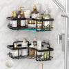 Bonn 1949 2 Pack Corner Shower Caddy,Strong adhesive Shower Organizer Shelf with 8 hooks.Waterproof, rustproof wall-mounted shower shelves for bathroom,dorm and kitchen .No Drilling (Black)