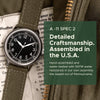 PRAESIDUS A-11 Spec 2 Original Canvas Men's 40 mm Military Ameriquartz Watch in Black Dial and Green Canvas Strap