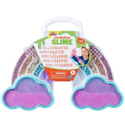 Play-Doh Nickelodeon Slime Brand Compound Rainbow Mixing Set, Pre Made with Add-in Charms, Kids Arts & Crafts Kit, Preschool Sensory Toys, Ages 4+