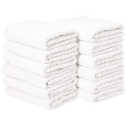 Amazon Basics Cotton Hand Towel, 12-Pack, White, 26