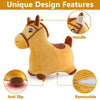 iPlay, iLearn Bouncy Pals Yellow Hopping Horse, Outdoor Ride on Bouncy Animal Play Toys, Inflatable Hopper Plush Covered W/Pump, Birthday Gift for 18 Months 2 3 4 5 Year Old Kids Toddlers Boys Girls