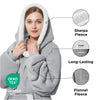 Bedsure Wearable Blanket Hoodie - Long Sherpa Fleece Hooded Blanket for Adult Women Men, Warm Cozy Blanket Sweatshirt with Giant Pocket and Belt for Girlfriend Mom, Standard, Grey