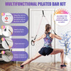 Pilates Bar Kit for Women, 3-Section Screw Portable Pilates Bar with Metal Adjustable Buckle, Resistance Bands with Durable Carabiner, Multifunctional Pilates Bar for Full-Body Workout - Black