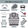 MERIABNY Old Man Costume Kit for Kids Size 7 100 Day Of School Grandpa Costume for Boys Old People Costume