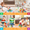 LATI 130 pcs Magnetic Tiles,Large Magnet Building Blocks for Kids STEM Construction Set Clear Imagination Inspirational Educational Toddler Boys Girls Kids Toys for 3 4 5 6 7 8 Years with 2 Cars