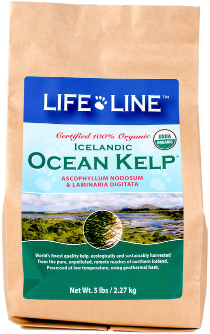 Life Line Pet Nutrition Organic Ocean Kelp Supplement for Skin & Coat, Digestion in Dogs & Cats, 5lb (20205)