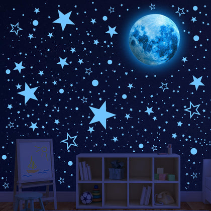 495Pcs Glow in The Dark Stars for Ceiling Glow in The Dark Moon and Space Wall Decals Glowing Galaxy Universe Planet Wall Stickers Ceiling Stars Glow in The Dark Kids Boys Bedroom Living Room Decor