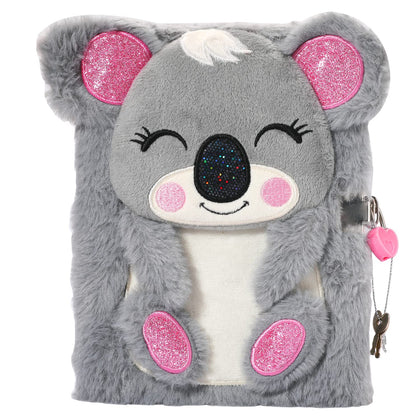 YOYTOO Koala Diary for Girls with Lock and Keys, Plush Koala Journal Notebook for Kids, Secret Lock Diary with 160 Lined Pages for Writing Drawing, Koala Gifts for Girls