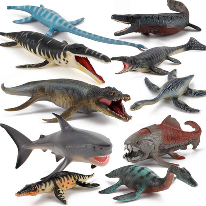 Fantarea 10 PCS Prehistoric Ocean Sea Marine Dinosaur Animal Model Figures Party Favors Supplies Cake Toppers Decoration Collection Set Toys for 5 6 7 8 Years Old Boys Girls Kid Toddlers