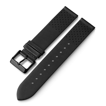 Timex 20mm Genuine Leather Quick-Release Strap - Perforated Black with Black Buckle