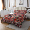 Geometric Boho Quilt King Bohemian Exotic Bedspread Red Blue Lattice Tribal Persian Coverlet Retro Indian Floral Bedroom Decor Vintage Flower Quilted for Women Adults Men