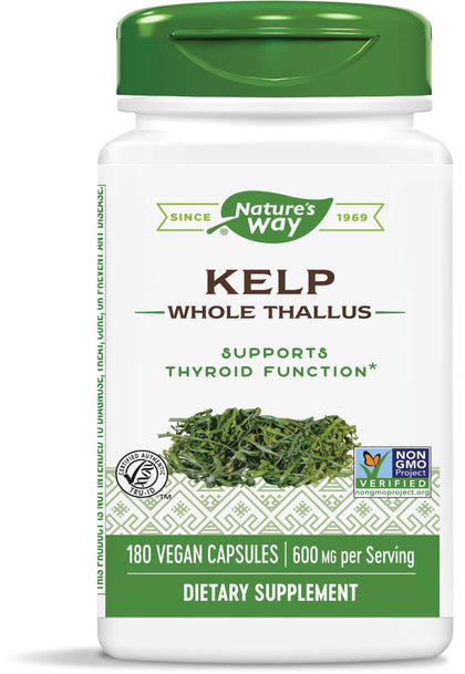 Nature's Way Kelp Supports Thyroid Function* Non-GMO Sustainably Sourced Vegan 180 Capsules