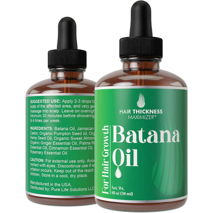 Batana Oil for Hair Growth. With Jamaican Black Castor, Pumpkin Seed Oil, Rosemary Oil. Vegan Thickening, Moisturizing, Strengthening Serum For Women, Men. Scalp Treatment For Weak, Dry Hair 1oz