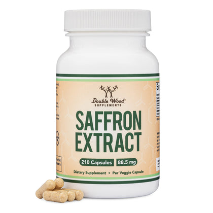 Saffron Supplement for Focus - Saffron Extract 88.5mg Vegan Capsules (210 Count) Minor Appetite Suppressant for Healthy Weight Management (Supports Eye, Retina, and Lens Health) by Double Wood