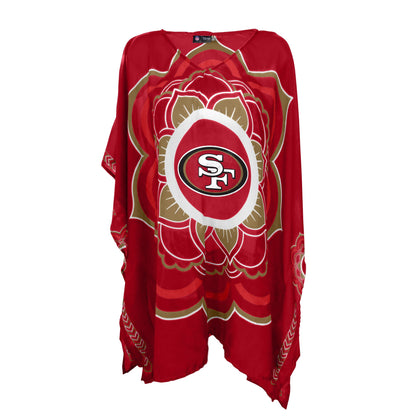 Littlearth womens NFL San Francisco 49ers Sheer Caftan with Flower Design, Team Color, One Size