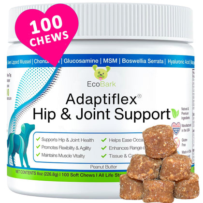 Adaptiflex Natural Joint Supplement for Dogs - Chondroitin, MSM, & Glucosamine for Dogs Hip and Joint Supplement - Aids in Joint Pain Relief - Hip and Joint Soft Chew Supplement for Dogs-Peanut Butter