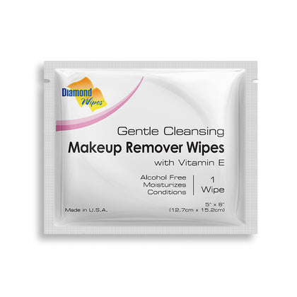 Diamond Wipes Face Cleansing and Waterproof Makeup Remover Wipes, Case of 50 Wipes, Alcohol Free Wipes with Vitamin E