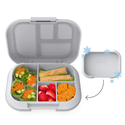 Bentgo® Kids Chill Lunch Box - Leak-Proof Bento Box with Removable Ice Pack & 4 Compartments for On-the-Go Meals - Microwave & Dishwasher Safe, Patented Design, 2-Year Warranty (Gray)