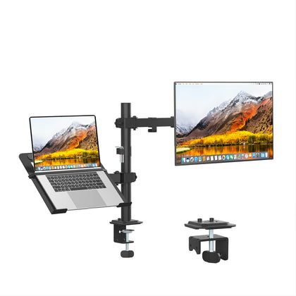 UPGRAVITY Monitor and Laptop Mount, Single Monitor Arm with Laptop Tray for 13