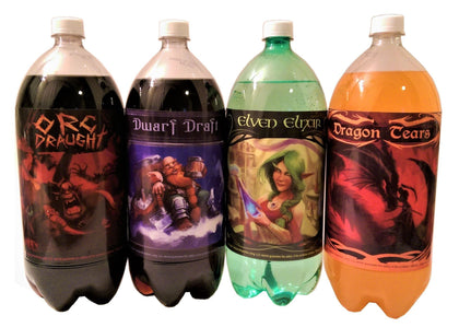 4 Soda Bottle Labels for Fantasy Themed Party. 7