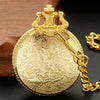 Realpoo Gold Shield Men's Pocket Watch, Arabic Numeral Digital Scale Men's Quartz Pocket Watch, Men's Quartz Pocket Watches with Chain-Gold
