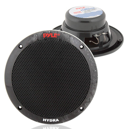 Pyle 6.5 Inch Dual Marine Speakers - 2 Way Waterproof and Weather Resistant Outdoor Audio Stereo Sound System with 400 Watt Power, Polypropylene Cone and Butyl Rubber Surround-1 Pair-PLMR605W (Black)