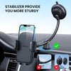Qifutan Cell Phone Holder for Car Phone Mount Long Arm Dashboard Windshield Car Phone Holder Anti-Shake Stabilizer Phone Car Holder Compatible with All Phone Android Smartphone, Black (HD-C77)