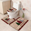 Zadaling Merry Christmas 3-Piece Bath Rug Mat Sets,Buffalo Plaid Farm Xmas Tree Snowflake Pine Tree Absorbent Non-Slip Bathroom Doormat Runner Rugs, Toilet Seat Cover, U-Shaped Toilet Floor Mat,Large