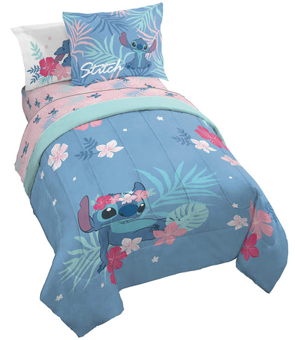 Disney Lilo & Stitch Paradise Dream 7 Piece Full Bed Set - Includes Reversible Comforter & Sheet Set Bedding - Super Soft Fade Resistant Microfiber (Official Disney Product)