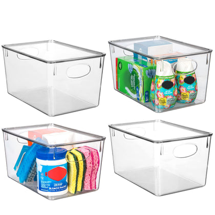 ClearSpace Plastic Storage Bins With lids - Perfect Kitchen Organization or Pantry Storage - Fridge Organizer, Cabinet Organizers - 4 Pack