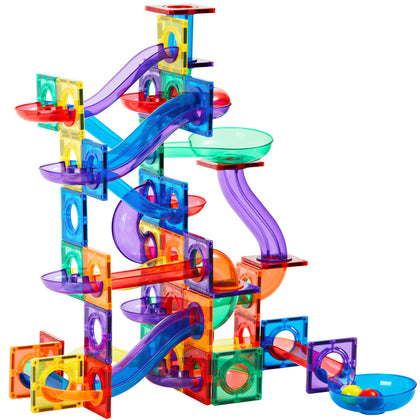 Learn & Grow Toys 88 PCS Magnetic Marble Run Expansion Pack, Ultimate Marble Race Track, STEM Building Marble Toy & Learning Educational Magnet Construction Marble Track, Marble Run for Kids Ages 3+