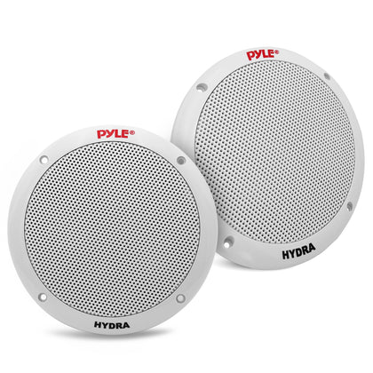 Pyle 6.5 Inch Dual Marine Speakers - 2 Way Waterproof and Weather Resistant Outdoor Stereo Sound System with 400 Watt Power, Polypropylene Cone and Butyl Rubber Surround - 1 Pair - PLMR605W(White)