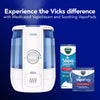 Vicks Filter-Free CoolRelief Cool Mist Ultrasonic Humidifier, Medium Room, 1.2 Gallon Tank - Visible, Medicated for Baby, Kids and Adults, Works With Vicks VapoPads and VapoSteam