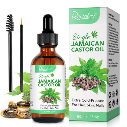 Jamaican Black Castor Oil 60ml, Single Body Massage Castor Oil, Organic Moisturizing Massage Essential Oil for Hair Growth, Body Care, Eyelashes and Eyebrows
