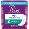 Poise Incontinence Pads & Postpartum Incontinence Pads, 3 Drop Light Absorbency, Regular Length, 120 Count (4 Packs of 30), Packaging May Vary