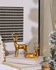 DN DECONATION 2PCS Christmas Resin Reindeer Figurines Small Gold Deer Decorative Statues Resting Lucky Deer Sculptures for Indoor Home Decor Tabletop Mantle Cabinet Desktop Office