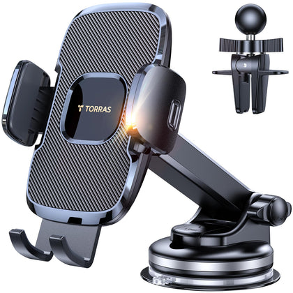 TORRAS 4th-Gen Car Phone Holder with 3-Layer Suction Cup, Adjustable Foot, and Longer Telescopic Arm for iPhone and Other Smartphones