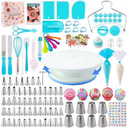 Cake Decorating Supplies Kit Tools 356pcs, Nifogo Baking Accessories with Cake Turntable, Pastry Piping Bag, Piping Icing Tips for Beginners or Professional