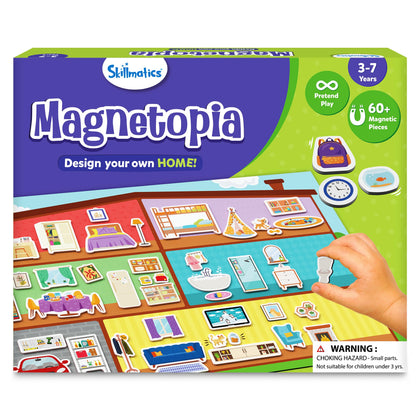 Skillmatics Creative Toy Magnetopia - Design Your Home, Interactive Pretend Play Set for Kids, Toddlers, 60+ Magnetic Pieces, Preschool Learning Game, Gifts for Girls & Boys Ages 3, 4, 5, 6, 7