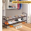 SLEEPING LAMB 2-Tier Shoe rack for Closet, Long Stackable Wide Shoe organizer Holds 18-Pairs Low Shoe Shelf Storage for Bedroom, Floor, Entryway (Bronze)
